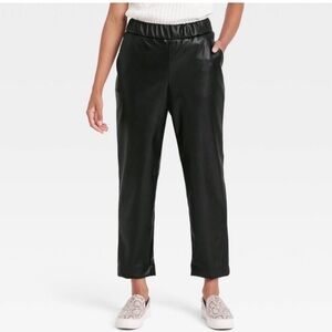 A New Day High-Rise Faux Leather Tapered Ankle Pull-On Pants - Black